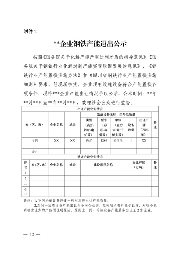 《四川省钢铁行业产能置换实施细则》发布