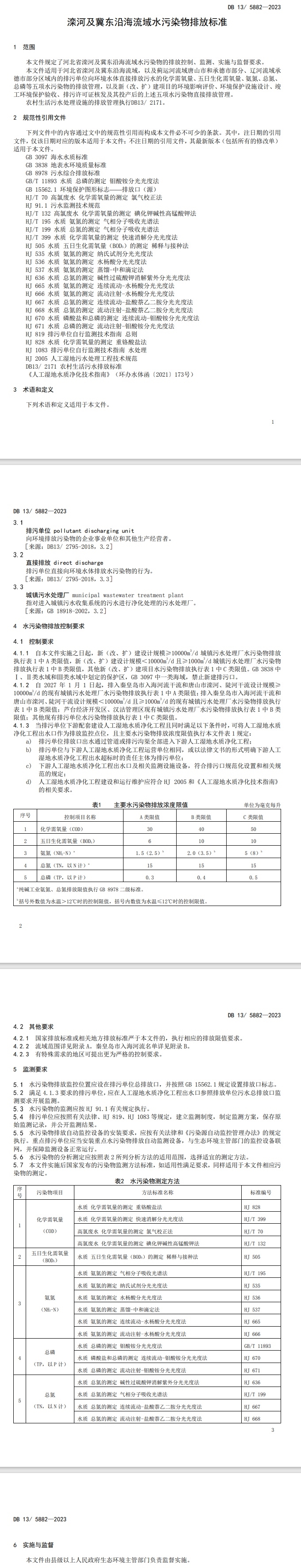 河北地方标准首发，《滦河及冀东沿海流域水污染物排放标准》全文来了！-环保卫士