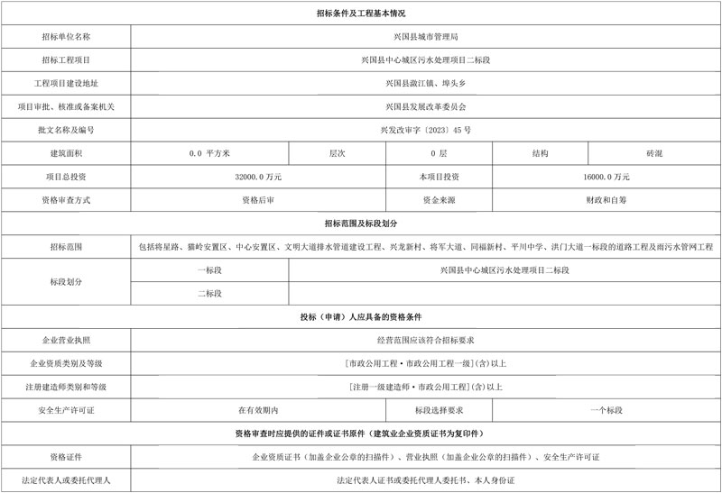 投资1.6亿!江西兴国县中心城区污水处理项目二标段公开招标!
