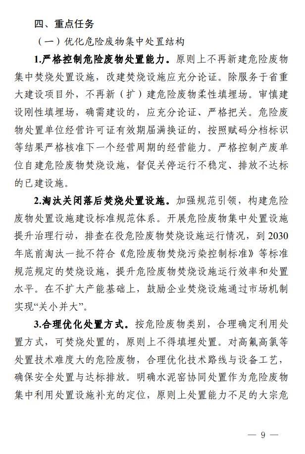 浙江省印发危险废物集中处置设施建设规划(2023-2030年)