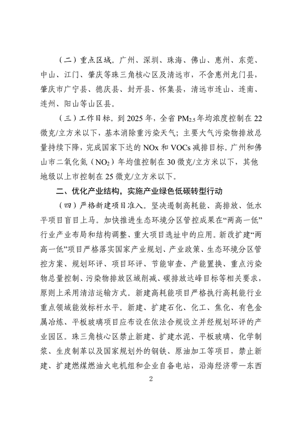 广东省空气质量持续改善行动方案（征求意见稿）