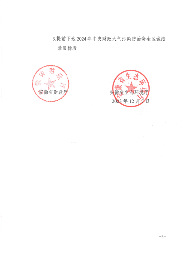共3.8237亿元 安徽省提前下达 2024 年中央财政大气污染防治资金