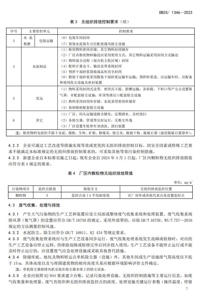 浙江省发布地方标准《水泥工业大气污染物排放标准》