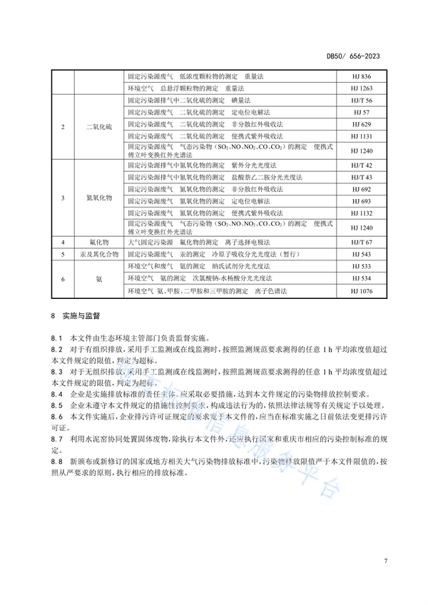 重庆市发布地标《水泥工业大气污染物排放标准》