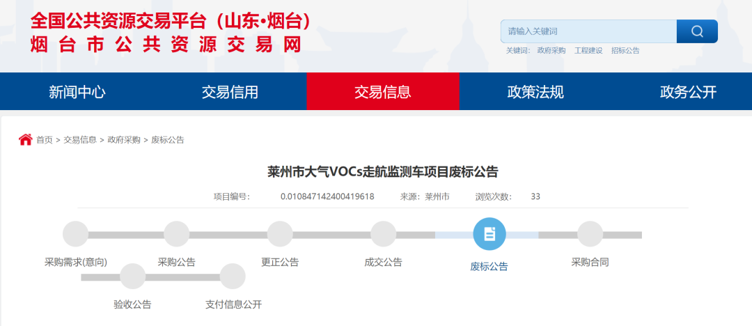 废标！270万大气VOCs走航监测车项目终止-环保卫士