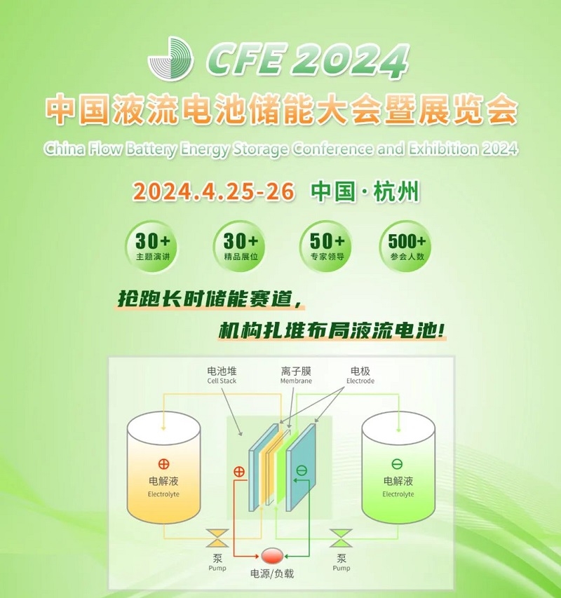 重磅|CFE2024中国液流电池储能大会议程及活动流程公布，液流全国盛典，四月聚焦杭州！-环保卫士