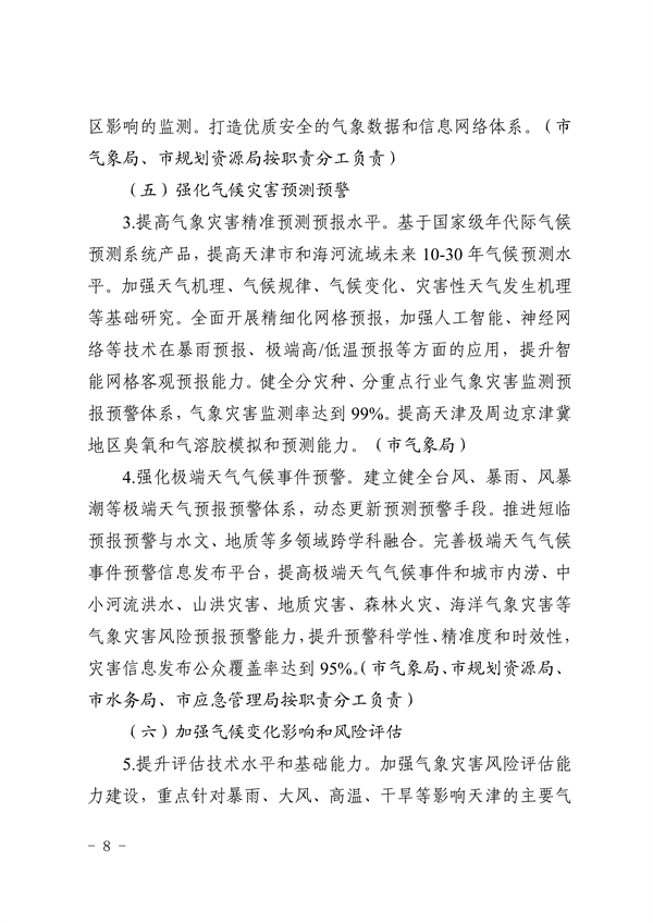 天津市生态环境局等16部门印发《天津市适应气候变化行动方案》