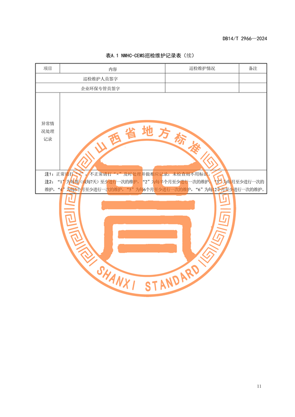 山西省发布《固定污染源废气非甲烷总烃排放连续监测系统运行维护技术规范》