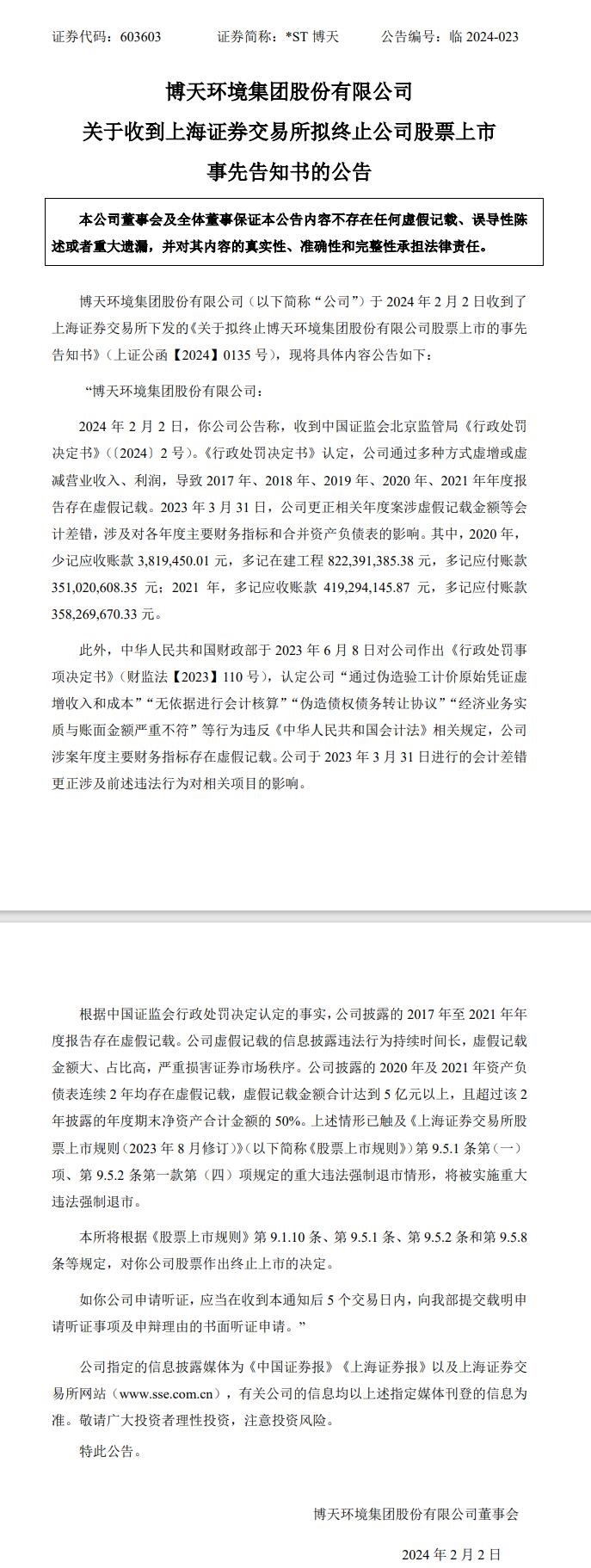 深夜突发！博天环境因重大违法，强制退市-环保卫士