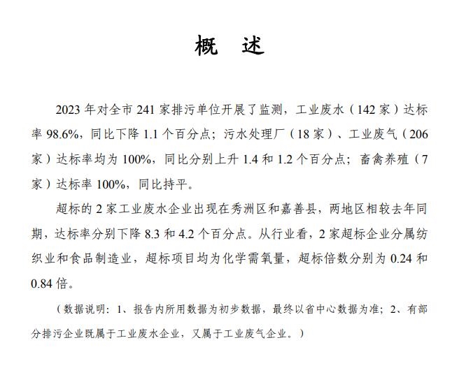 嘉兴市2023年重点污染源监测评价报告出炉-环保卫士