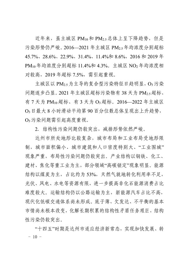 《达州市“十四五”环境空气质量达标规划》发布