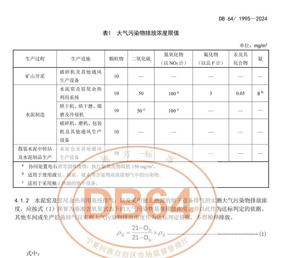 比国标更严！宁夏发布《水泥工业大气污染物排放标准》-环保卫士