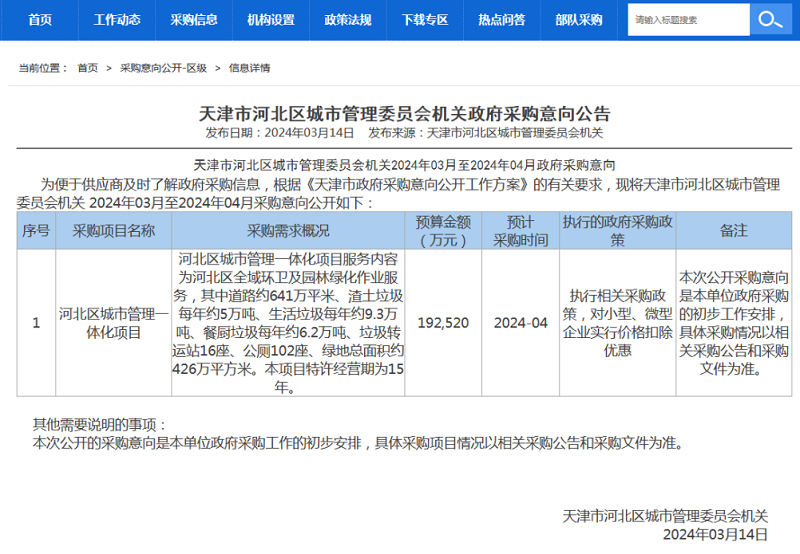 19亿！环卫PPP项目终止1周后，天津河北区开启“城市管理一体化特许经营”模式-环保卫士