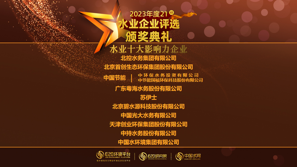 蝉联14年!北控水务再次荣登中国水业十大影响力企业榜首
