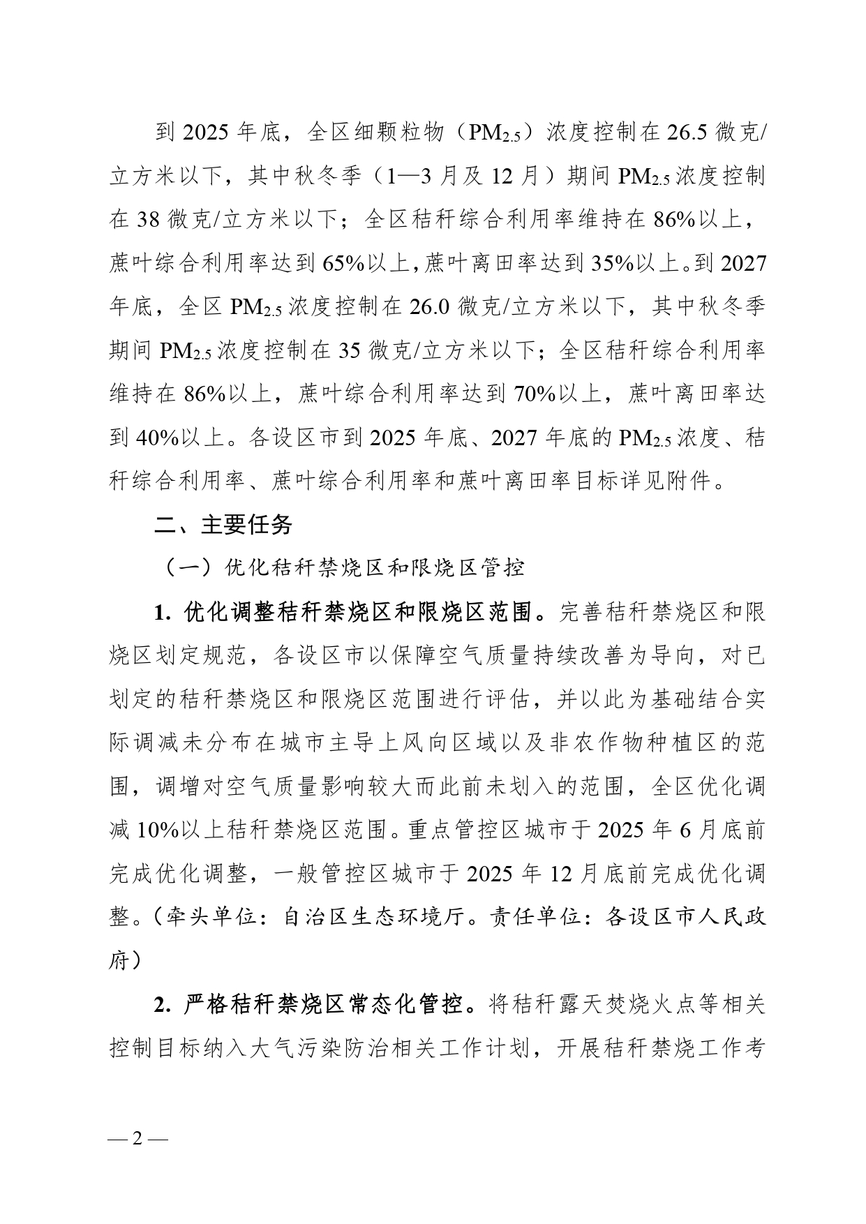《广西优化秸秆禁烧和加强秸秆综合利用专项行动实施方案》（征求意见稿）