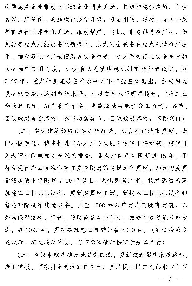 吉林省推动大规模设备更新和消费品以旧换新实施方案