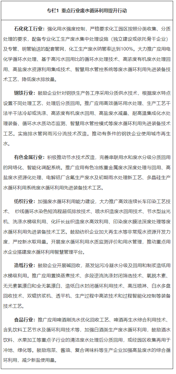 《四川省推进工业废水循环利用实施方案（2024-2026年）》印发！-环保卫士