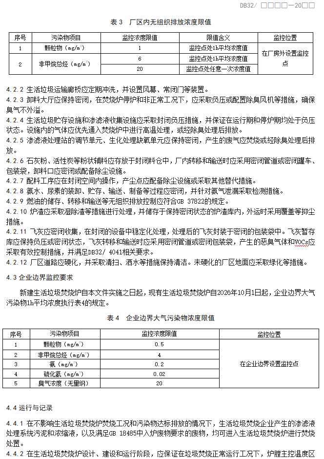 江苏省地标《生活垃圾焚烧大气污染物排放标准》（报批稿）公示！