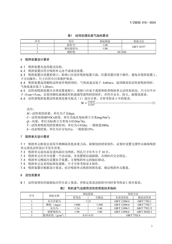 《有机废气治理 活性炭吸附装置技术规范》团体标准发布