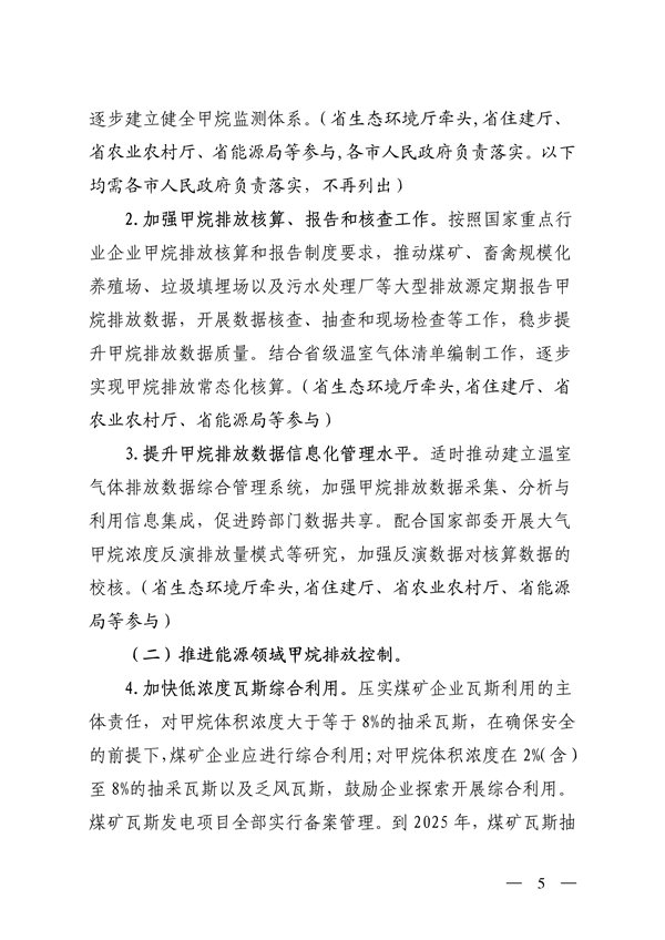 山西省生态环境厅等12部门印发《推进甲烷排放控制行动实施方案》
