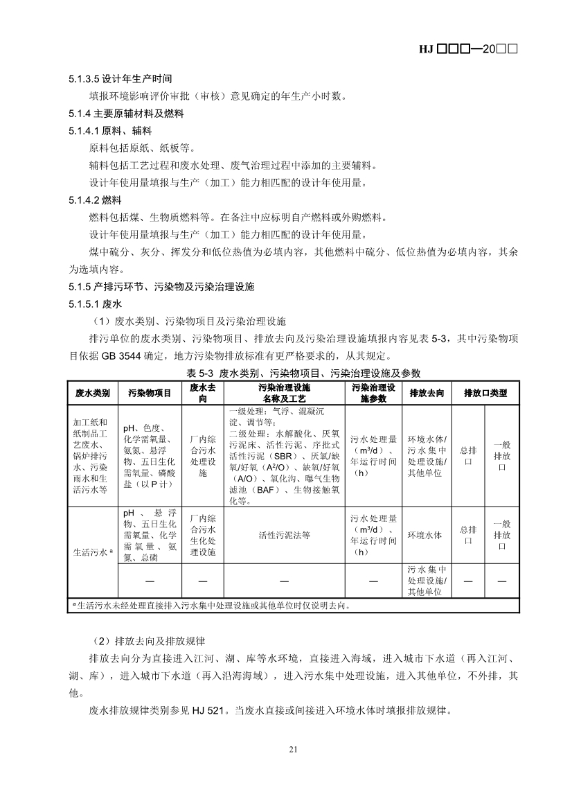 生态环境部：排污许可证申请与核发技术规范 造纸和纸制品业（征求意见稿）