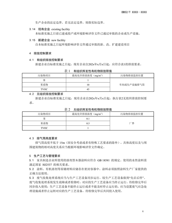 《贵州省挥发性有机物排放标准 （征求意见稿）》征求意见