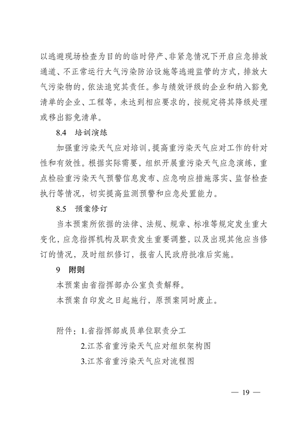 实施差异化应对 江苏省重污染天气应急预案（征求意见稿）发布