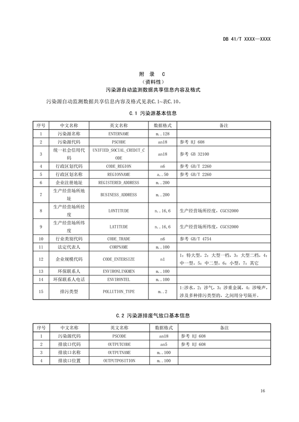 河南省地方标准《环境信息 数据共享技术规范》公开征求意见
