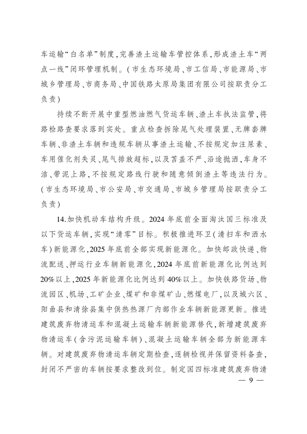 太原市人民政府印发《太原市落实空气质量持续改善行动计划实施方案》