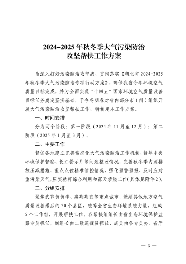 湖北省发布《2024-2025年秋冬季大气污染防治攻坚帮扶工作方案》