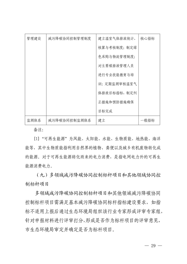 深圳市减污降碳协同控制标杆项目建设实施方案