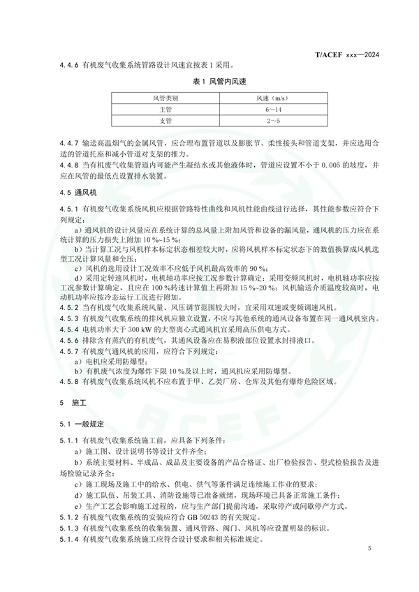 团体标准《工业有机废气收集系统技术规范（征求意见稿）》征求意见