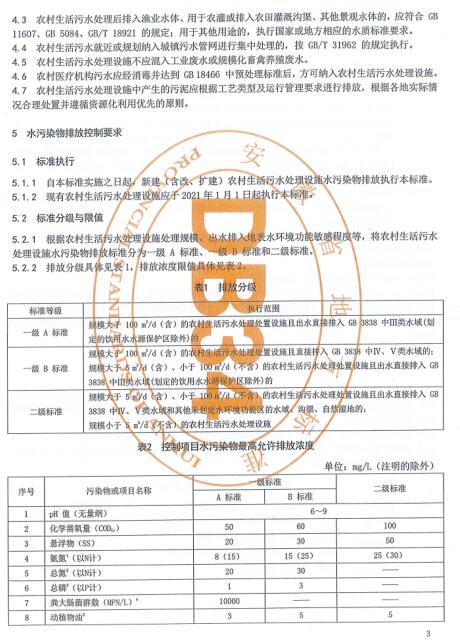 安徽省地方标准《农村生活污水处理设施水污染物排放标准》