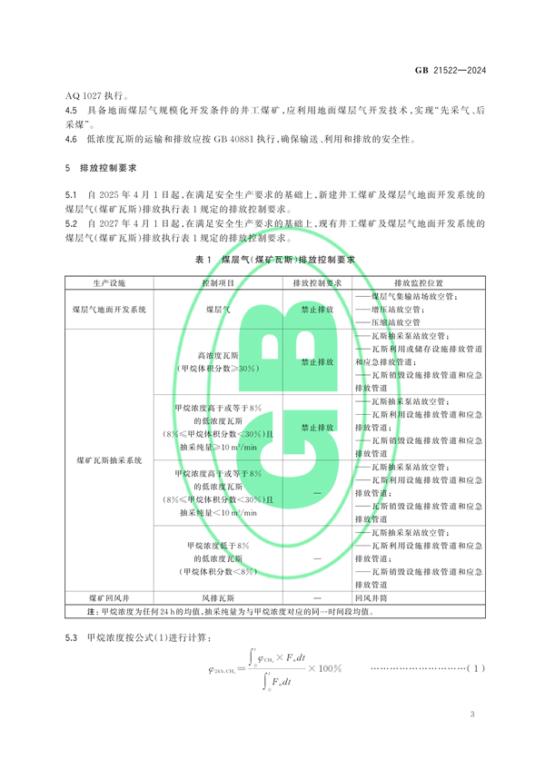 生态环境部发布《煤层气（煤矿瓦斯）排放标准》