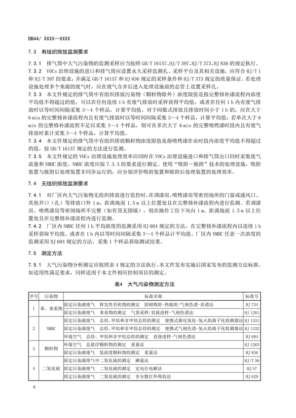广东省发布地方标准《汽车维修业大气污染物排放标准》（送审稿）