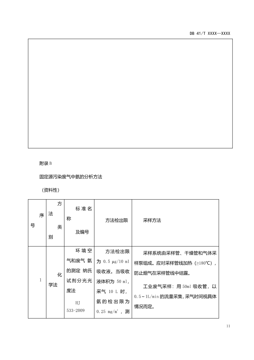 河南工业企业脱硫脱硝氨逃逸现场监测技术规范（征求意见稿）