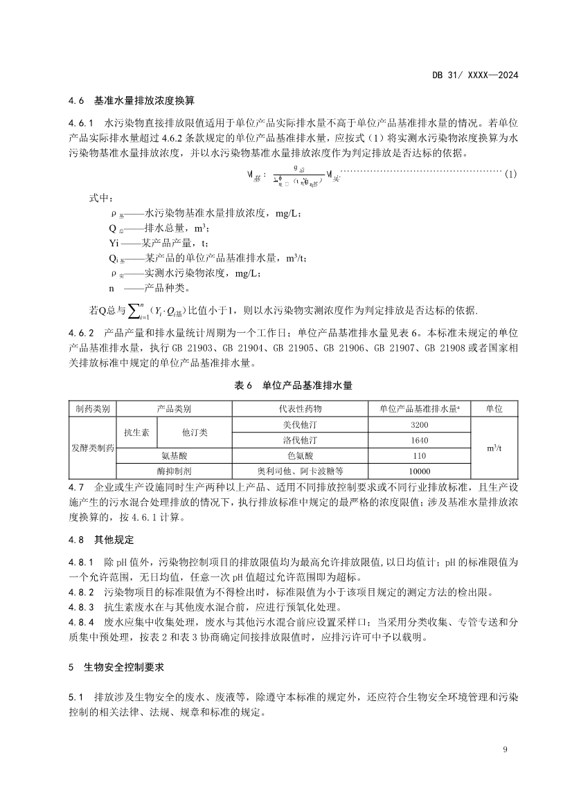 上海制药工业水污染物排放标准（征求意见稿）