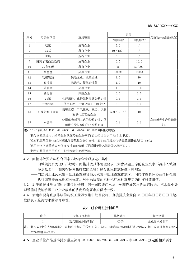 浙江纺织工业水污染物排放标准（征求意见稿）