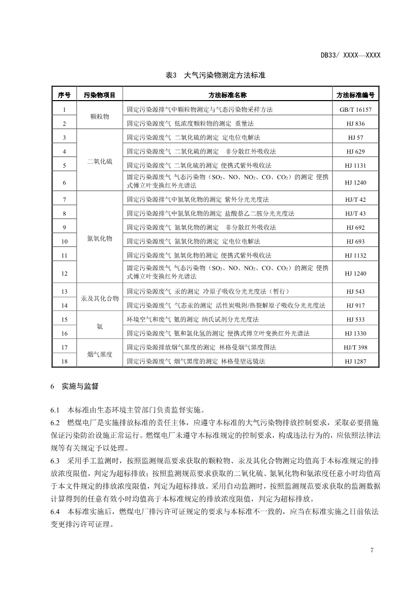 浙江燃煤电厂大气污染物排放标准（征求意见稿）