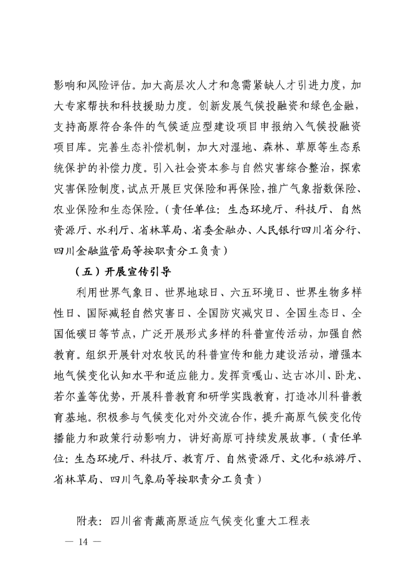 四川省青藏高原适应气候变化行动方案（2025—2035年）